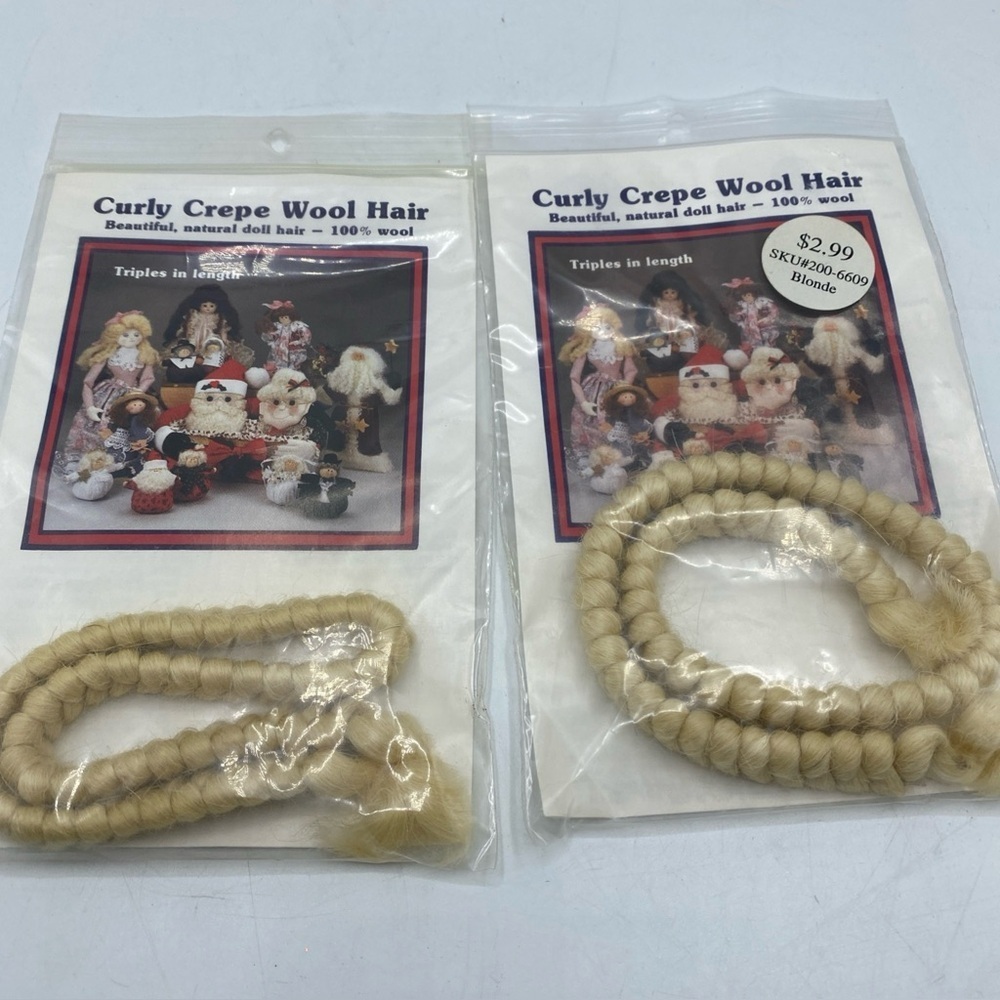 All Cooped Up Light Blond Curly Crepe Wool Doll Hair Set of 2 Packages